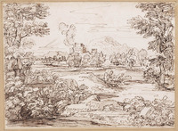 K V 133
<br/>
Stadsgezicht met rokende toren
<br/>
<em>Onofri, Crescenzio (1634-1714) - toegeschreven aan</em>